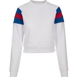 Urban Classics Ladies Sleeve Stripe Crew Sweatshirt - White/Brightblue/Firered