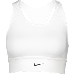 Nike Dri-FIT Swoosh Medium-Support 1-Piece Padded Longline Sports Bra - White/Black