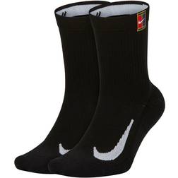 Nike Court Multiplier Cushioned Tennis Crew Socks 2-pack - Black/Black