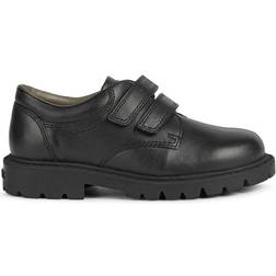 Geox Boys Shaylax Double Row Leather School Shoes - Black