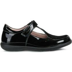 Geox Girls Naimara T-Bar Leather Ballerina Flats - Black Patent