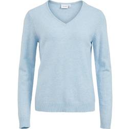 Vila Ril V-Neck Knitted Pullover - Blue/Kentucky Blue