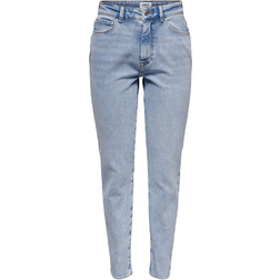 Only Emily High Waisted Straight Fit Jeans - Blue/Blue Light Denim