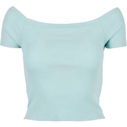 Urban Classics Ladies Off Shoulder Rib Tee - Sea Blue