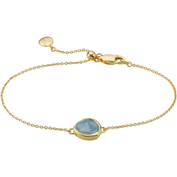 Monica Vinader Siren Fine Chain Bracelet - Gold/Aquamarine