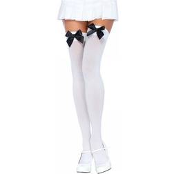 Leg Avenue White Knee Socks with Black Bows Deluxe