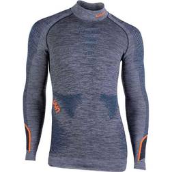 UYN Ambityon UW Long Sleeve Shirt Men - Black Melange/Atlantic/Orange Shiny