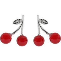 Everneed Cherry Earrings Silver/Red