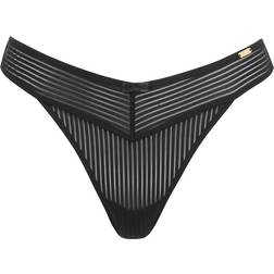 Gossard Sheer Stripe High Leg Brazilian Brief - Black