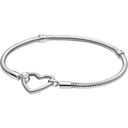 Pandora Moments Heart Closure Snake Chain Bracelet - Silver