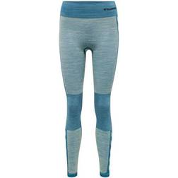 Hummel Clea Seamless Mid Waist Tights Women - Blue Coral/Marshmallow