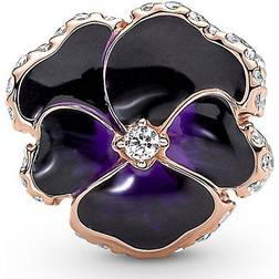 Pandora Pansy Flower Charm - Rose Gold/Purple/Transparent