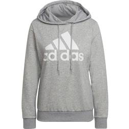 Adidas Women's Essentials Relaxed Logo Hoodie - Medium Grey Heather/White