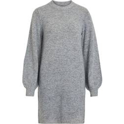 Object Collector's Item Eve Nonsia Ballon Sleeved Knitted Dress - Light Grey Melange