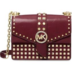 Michael Kors Greenwich Small Studded Leather Crossbody - Dark Berry/Gold