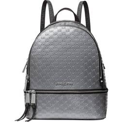 Michael Kors Signature Rhea Medium Leather Backpack - Heather Grey