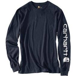 Carhartt Loose Fit Heavyweight Long Sleeve Logo Sleeve Graphic T-shirt - Navy