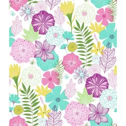 RoomMates Purple Perennial Floral Blooms Peel and Stick Wallpaper