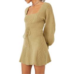Free People Emmaline Long Sleeve Sweater Dress - Curly Willow