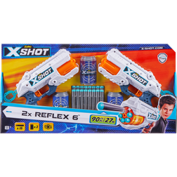 Zuru X Shot Excel Double Reflex 6 Foam Dart Blaster Combo Pack 16 Darts 3 Cans
