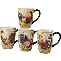 Certified International Gilded Rooster 4-Pc. Mug No Color Mug 20fl oz 4
