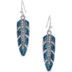 Montana Hawk Feather Earrings - Silver/Blue/Transparent