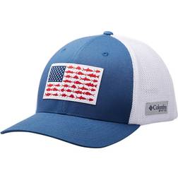 Columbia PFG Fish Flag Mesh Ball Cap High Crown - Night Tide/White