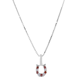 Kelly Herd Horseshoe Necklace - Silver/Red/Transparent