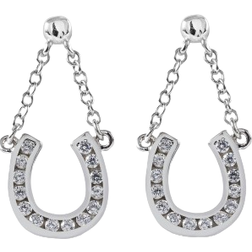 Kelly Herd Horseshoe Dangle Earrings - Silver/Transparent