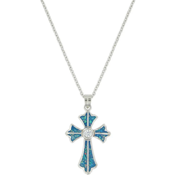 Montana Silversmiths River of Lights Pond of Faith Cross Necklace - Silver/Transparent/Turquoise