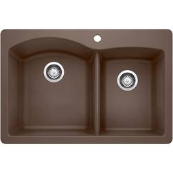 Blanco 440213 Diamond 1.75 in. Bowl Silgranit II Drop-In Kitchen Sink Cafe Brown