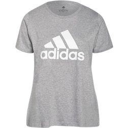 Adidas Women's Essentials Logo Tee Plus Size - Medium Grey Heather/White
