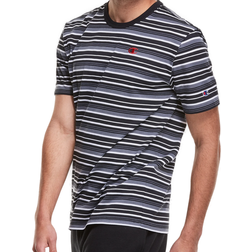 Champion Yarn-Dye Stripe C Logo T-shirt Unisex - Tailored Stripe Black/Medium Grey/White