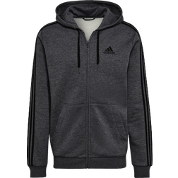 Adidas Essentials Fleece 3-Stripes Full-Zip Hoodie Men - Dark Grey Heather