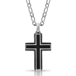 Montana Silversmiths Boldly In Faith Cross Necklace - Silver/Black