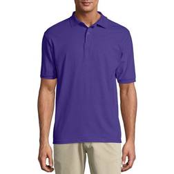 Hanes Cotton-Blend EcoSmart Polo Jersey - Purple