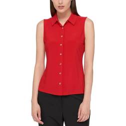 Tommy Hilfiger Sleeveless Button-Down Shirt - Scarlet Red