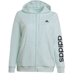 Adidas Women's Essentials Logo Full-Zip Hoodie Plus Size -Ice Mint/Legend Ink