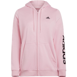 Adidas Women's Essentials Logo Full-Zip Hoodie Plus Size - Light Pink/Black