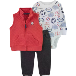 Carter's Baby Boys 3-Piece Sports Little Vest Set Red Newborn