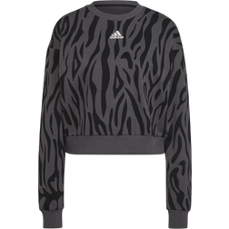 Adidas Women's Essentials Tiger-Print Sweatshirt - Black/Grey Five