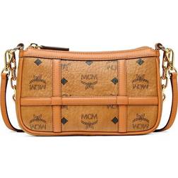 MCM Aren Shoulder Bag in Visetos Mini - Cognac