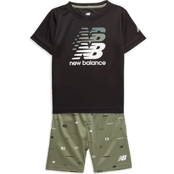 New Balance Boy's Logo T-Shirt and Shorts Set - Black