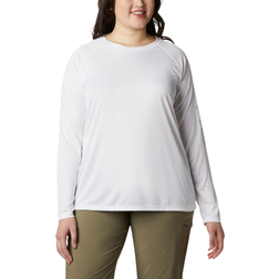 Columbia Women’s PFG Tidal Tee II Long Sleeve Plus - White/Cirrus Grey Logo