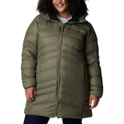 Columbia Women's Autumn Park Down Hooded Mid Jacket Plus - Stone Green