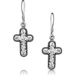 Montana Silversmiths Wrapped Filigree Cross Earrings - Silver