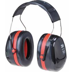 3M PELTOR Optime 105 Behind-the-Head Earmuffs, Red/Black