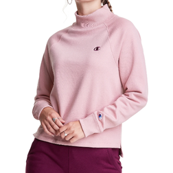 Champion Embroidered Logo Powerblend Fleece Mock Neck Sweatshirt - Pink Beige