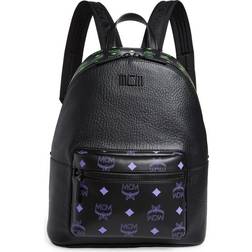 MCM Stark Backpack Medium - Black/Dahlia Purple/Summer Green