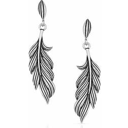 Montana Silversmiths Frayed Singleton Feather Earrings - Silver/Black